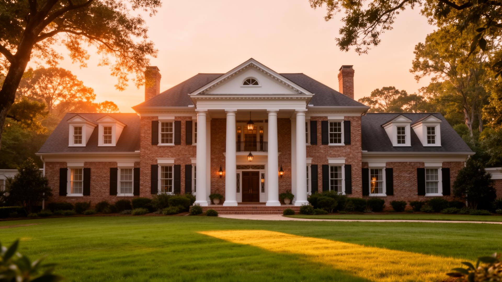 Elegant Upstate South Carolina home at sunset